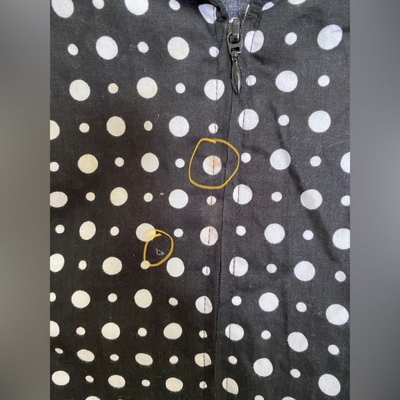 Jones New York Top Black White Polka Dot Long Sleeve Zip Front Size Large - Picture 8 of 12
